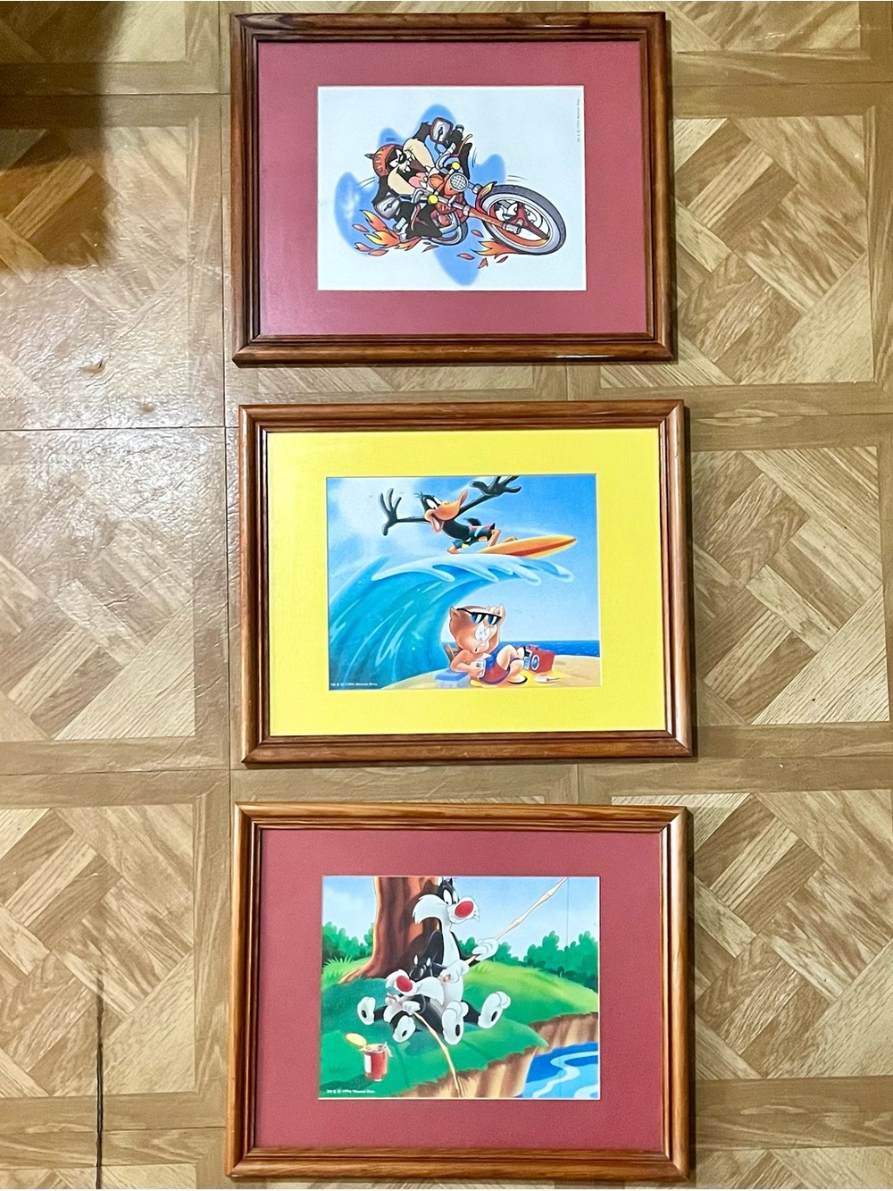 Warner Bros. Cartoon Trio Frames with Red and Yellow Mats